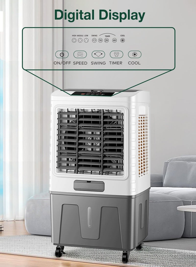 GREEN LION Portable Air Cooler 40L 150W with Cool Function Air Conditioner / Remote Control / Digital Display / Energy Efficient / Eco-Friendly Cooling / Humidification adds moisture / Energy-efficient consumes less power / GA40 - White & Gray - Image 3